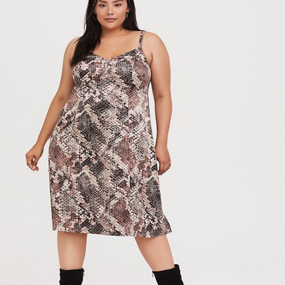 Slinky Snake Print Slip Dress